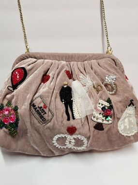 Beaded‎ Velvet Crossbody Bridal Just Married India Viral Beaded Bag